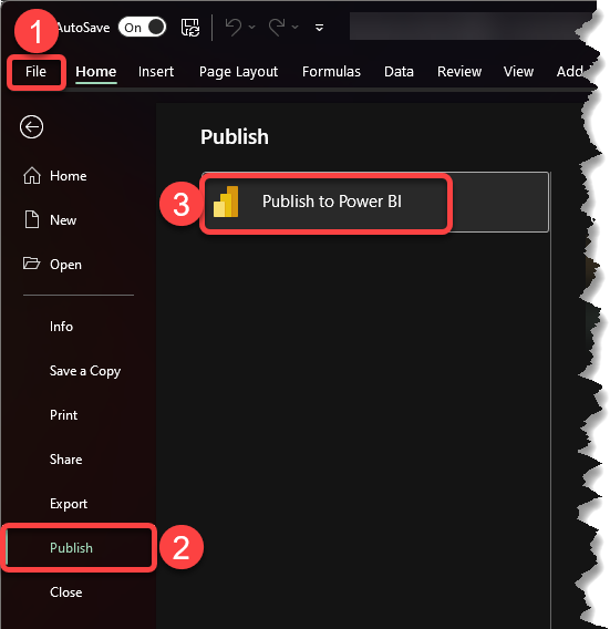 Publishing Excel to Power BI Service