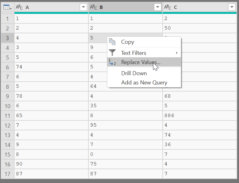 Power Query Replace Values
