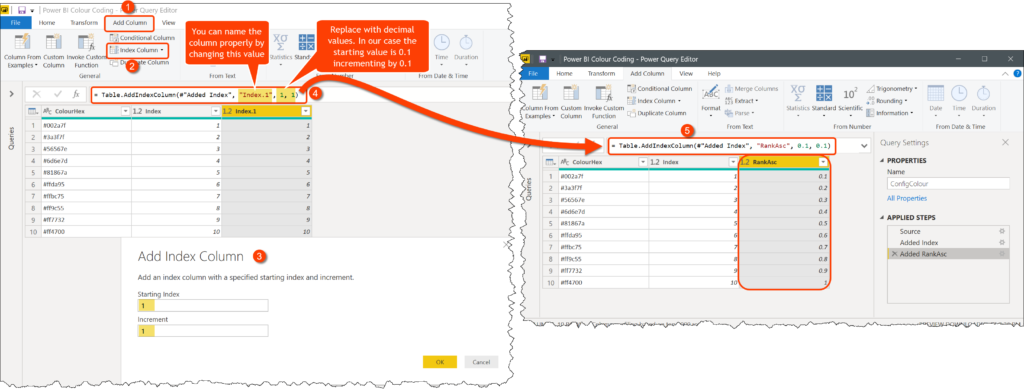 Add Index Column with with decimal values in Power BI