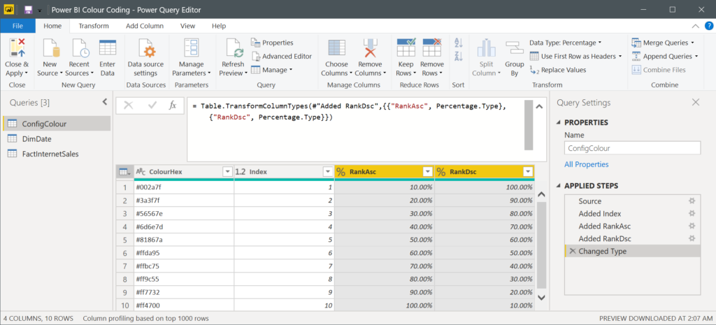 Changing Columns Data Types to Percentage in Power BI