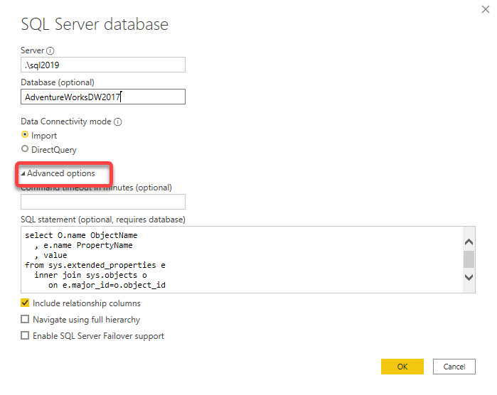 Running T-SQL query in Power BI Desktop