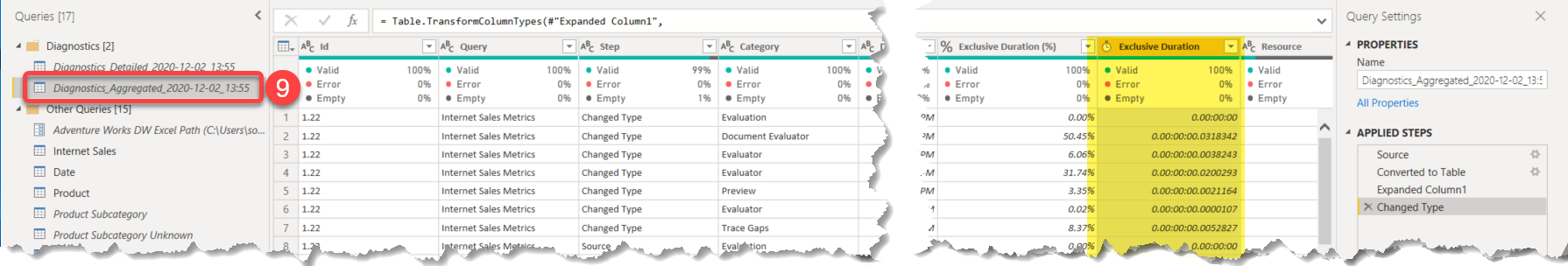 Reading Diagnostics Queries in Power Query Editor in Power BI Desktop