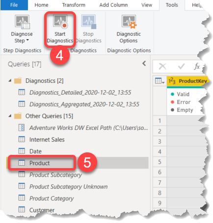 Start Diagnostics in Power BI